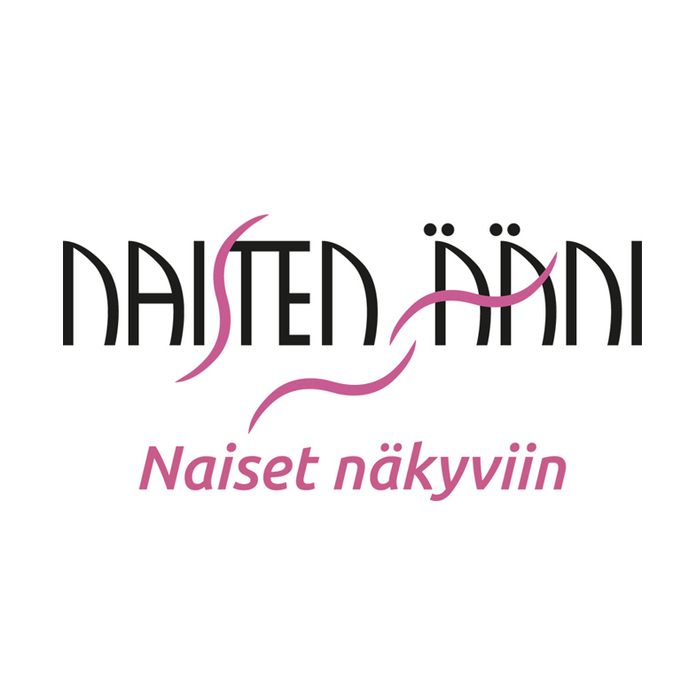 naisten ääni - naiset näkyviin sivuston logo jossa mustaa ja pinkkiä